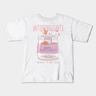 Funny Antidepressants Cat Vintage Cute Retro Gift Kids T-Shirt